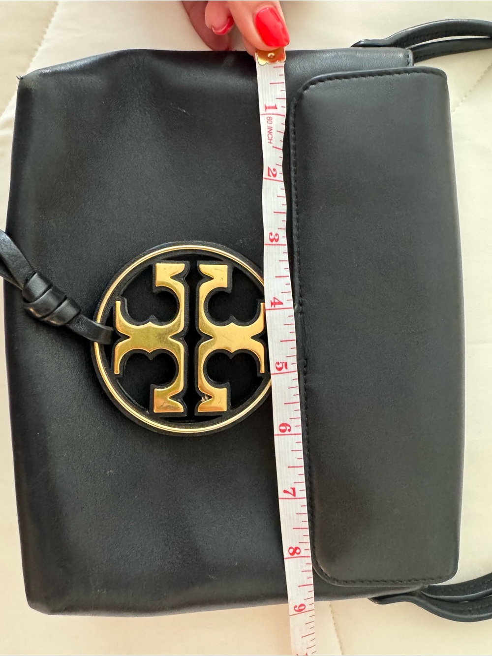 Tory Burch Black Leather Miller Circle Logo Crossbody with Gold Trim - Picture 11 of 13